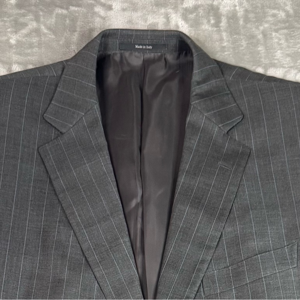 Ermenegildo Zegna Trofeo Silk-Wool Gray 2 Btn Blue Stripe 56R/46R Blazer Jacket